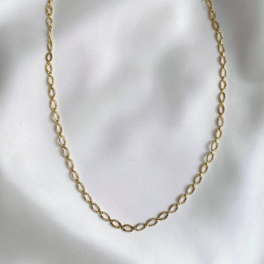 Aura Oval Starburst Chain Necklace Gold Filled