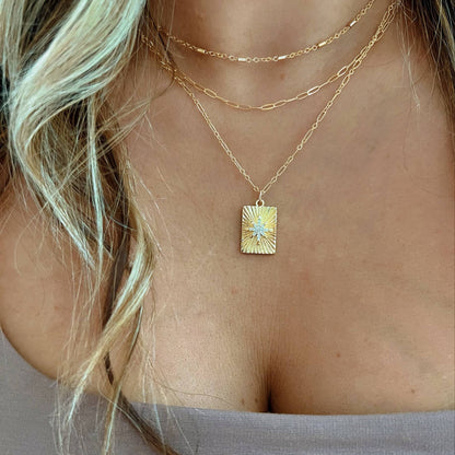 Rose Dainty Paperclip Necklace Gold Filled: 18”