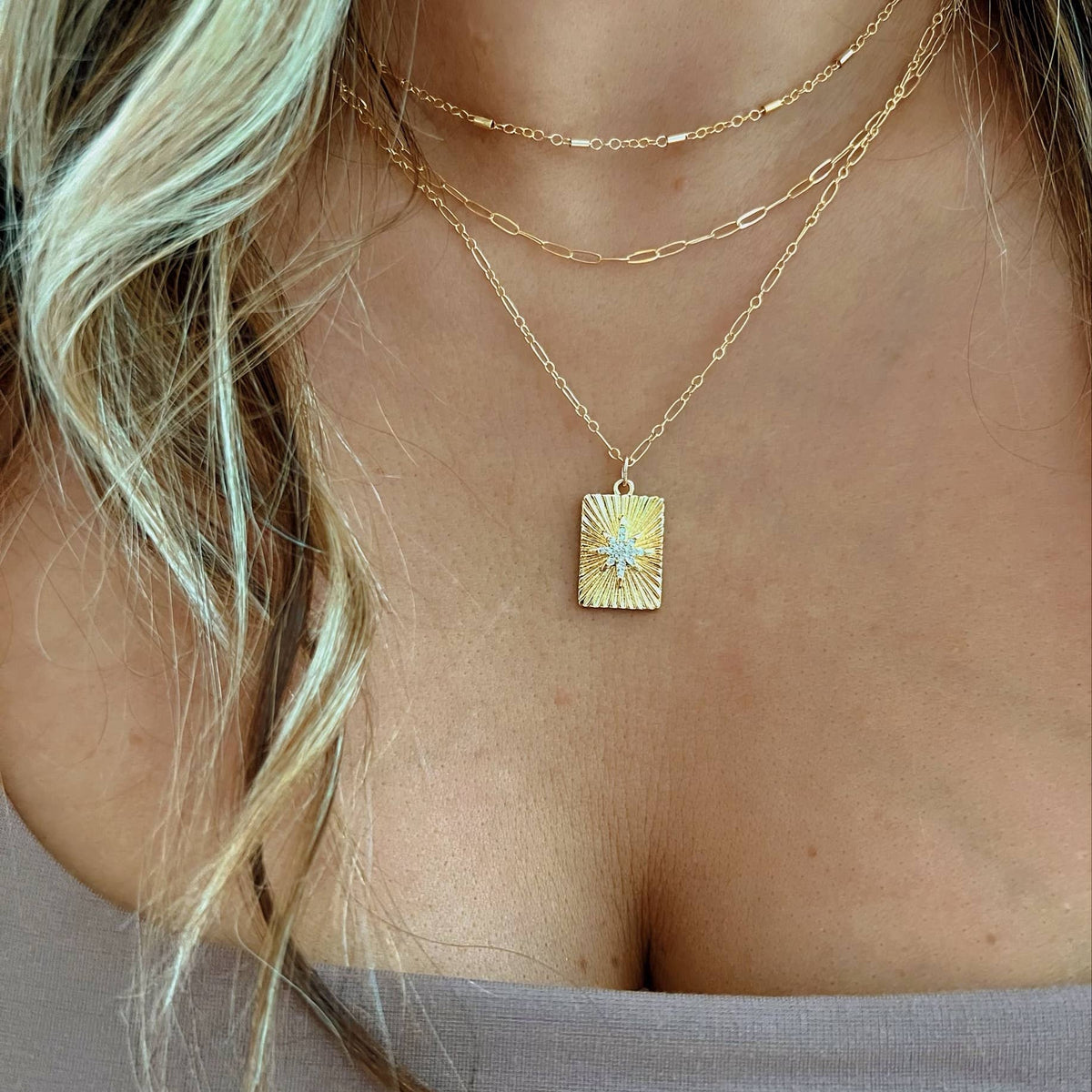 Rose Dainty Paperclip Necklace Gold Filled: 16”