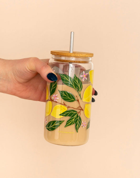 Lemon Grove Glass Can with Lid