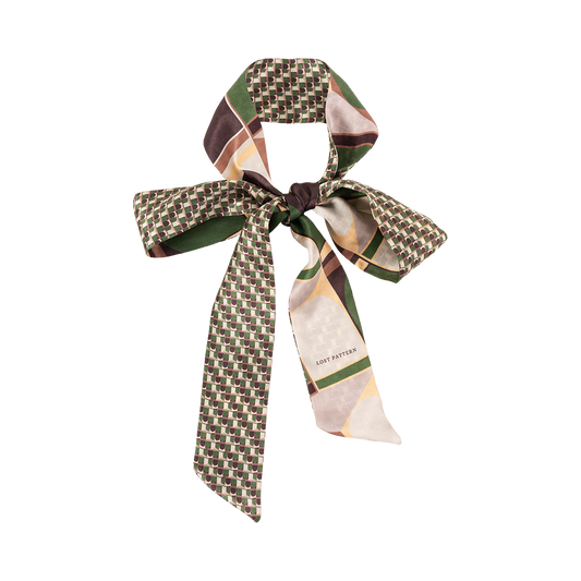 "Modular" Silk Skinny Scarf - Green: Green