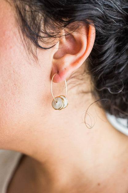 Porcelain Pinched Bead Hoops - Small