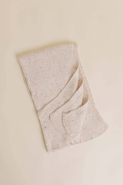 Sprinkle Organic Cotton Knit Ribbed Blanket - Oat