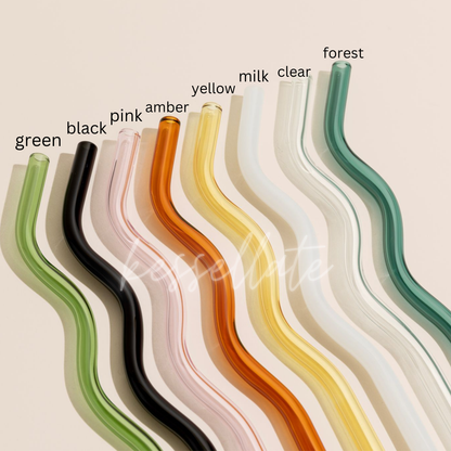 kessellate - Wavy Glass Straws: Light blue