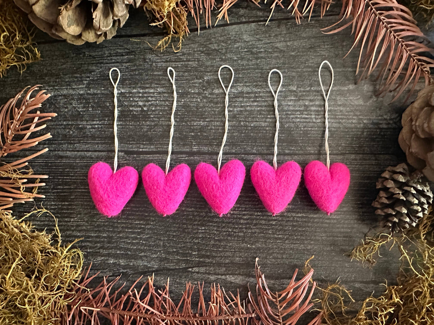 Felted Wool Mini Heart Ornament: Paintbrush Red