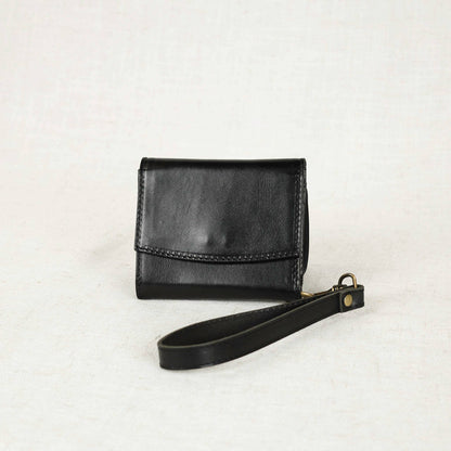 Leather Wallet Wristlet: Camel