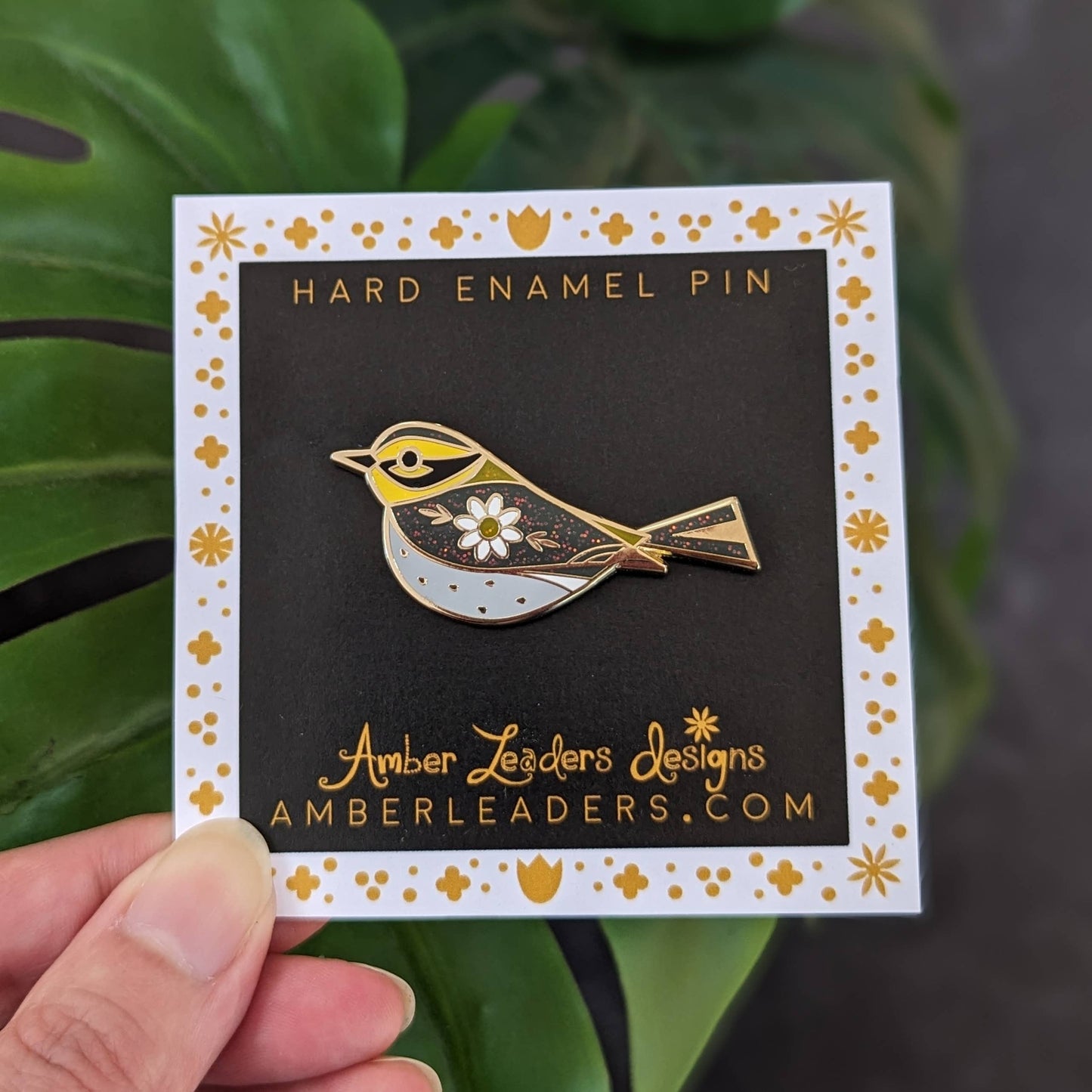 Townsend Warbler Hard Enamel Pin with Glitter