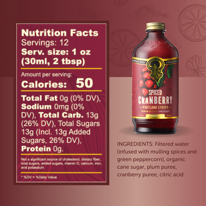 Spiced Cranberry Syrup 12 oz - cocktail / mocktail drink mix