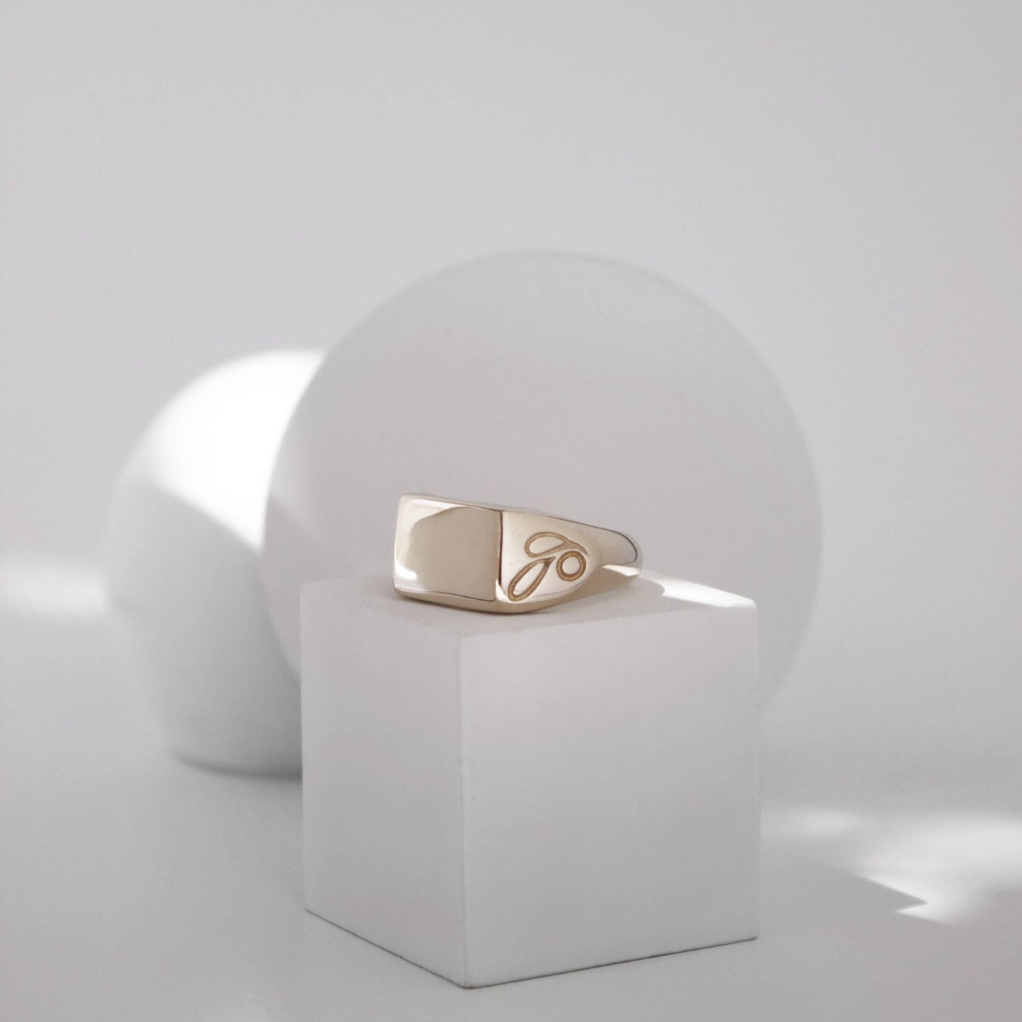 Storybook Square Signet Ring Engraved Sides Sterling Silver