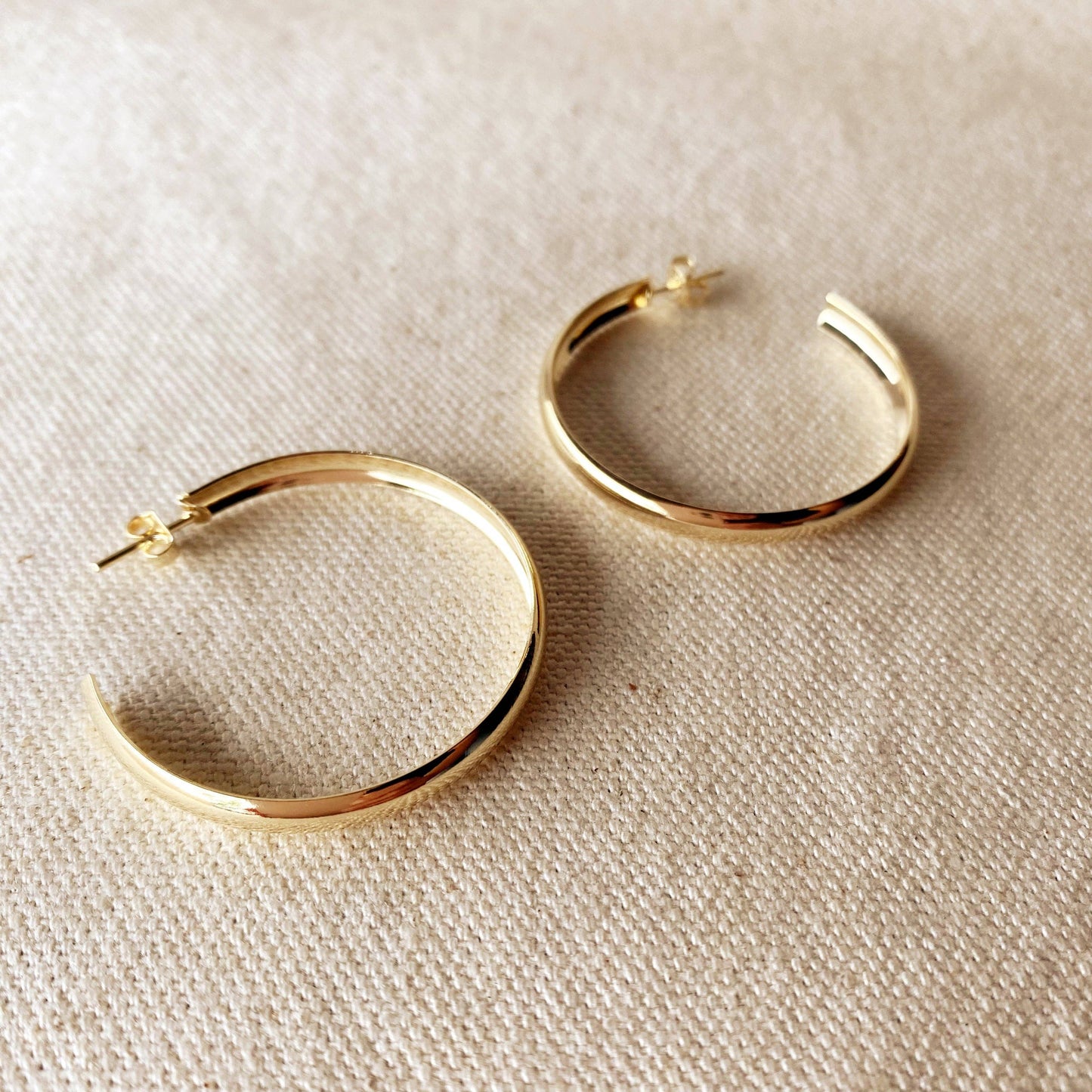 18k GF Hollow Hoop Earrings