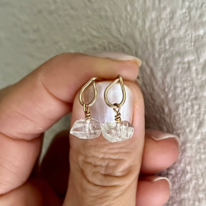 Raw Herkimer Diamond Stud: 14k Gold