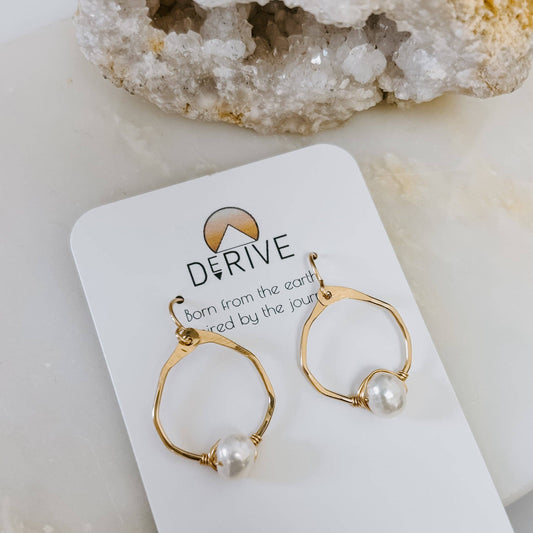Mini Organic Hoop Pearl Earrings: Sterling Silver