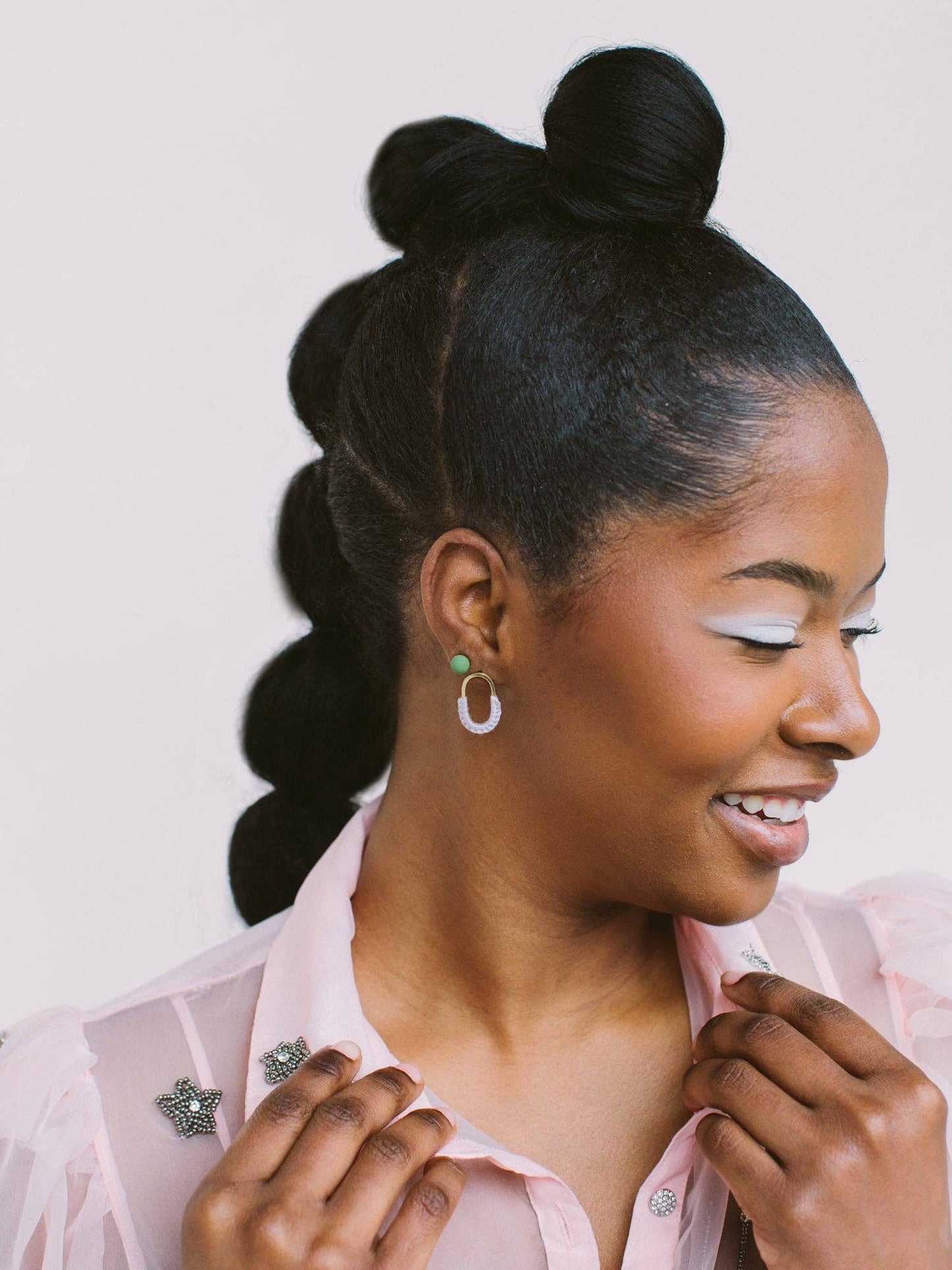 Mini Macramé Link Earrings: Cobalt