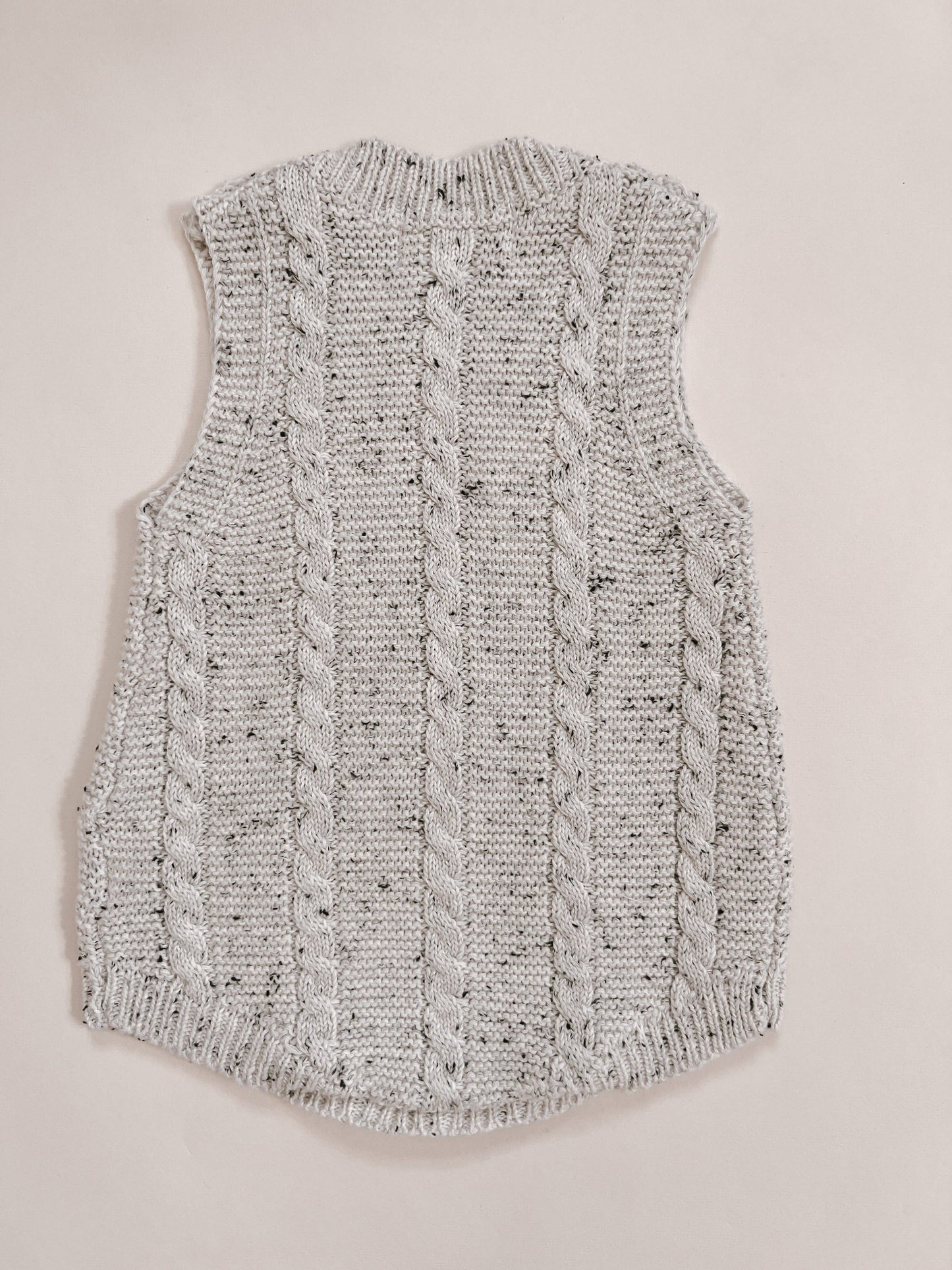 Cable Knit Summer Romper - Black Speckle: 0-3m