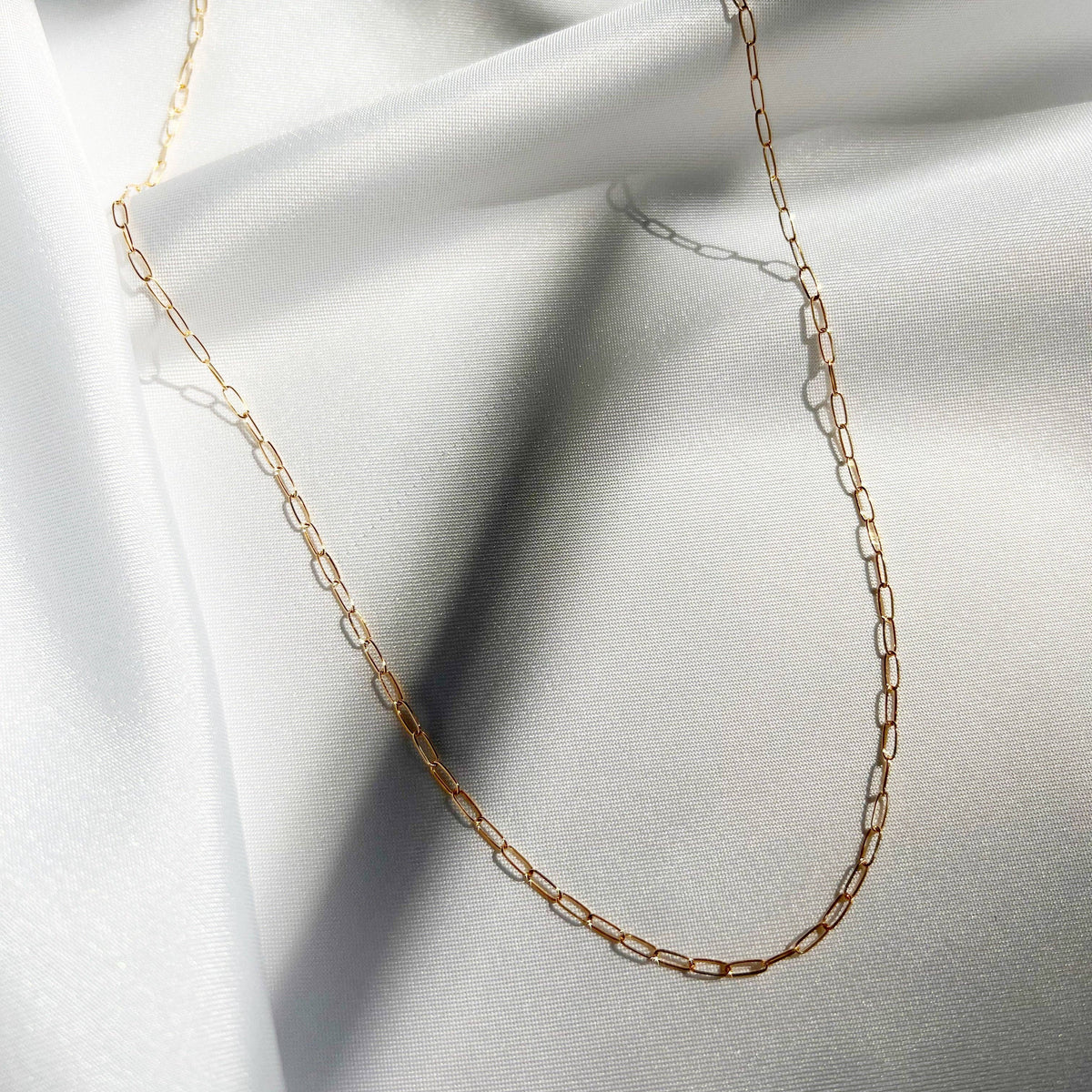 Rose Dainty Paperclip Necklace Gold Filled: 18”