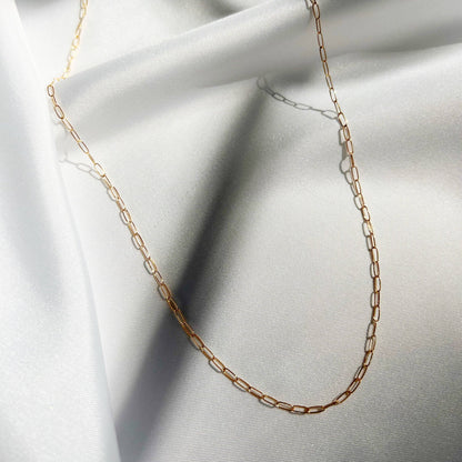 Rose Dainty Paperclip Necklace Gold Filled: 18”