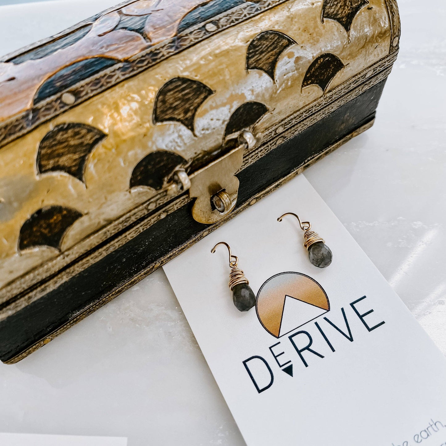 Mini Labradorite Drop Earrings: 14k Gold Fill