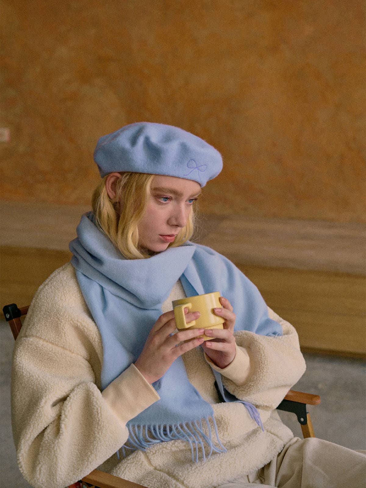 Lost Pattern NYC - "Lost in Warmth" Classic Cashmere Scarf - Light Blue: Light Blue