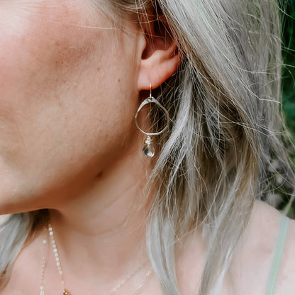 Green Amethyst Mini Organic Hoop Earrings: 14k Gold Fill