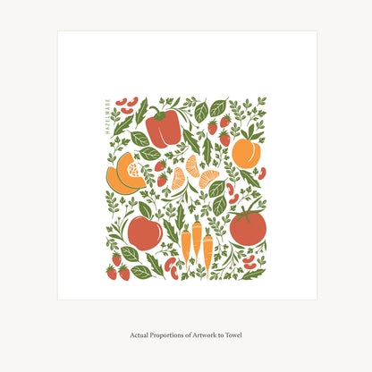 Orange Farmers Market Tea Towel
