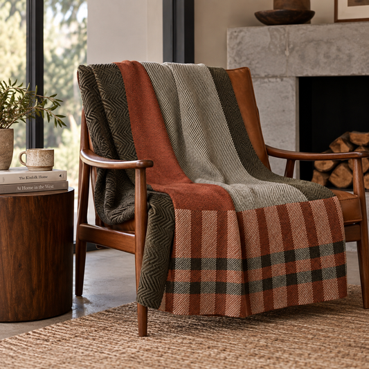 Cotton Knit Patchwork Herringbone: Green