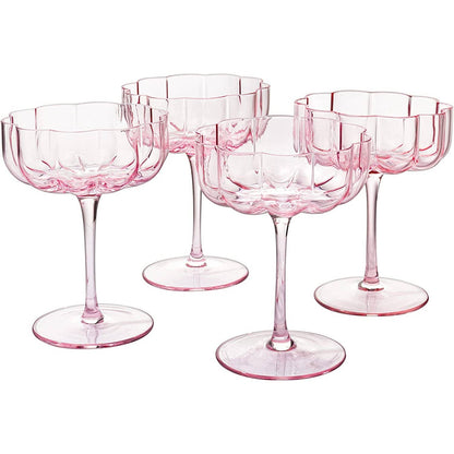 Pink Flower Champagne & Cocktail Coupes