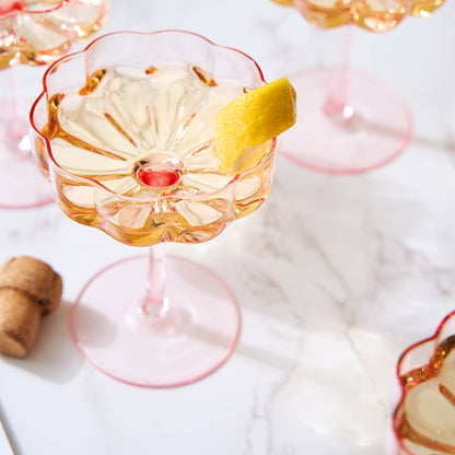 Pink Flower Champagne & Cocktail Coupes