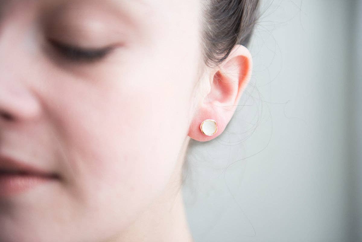 Hana Studs: Black Porcelain 14k GF Studs