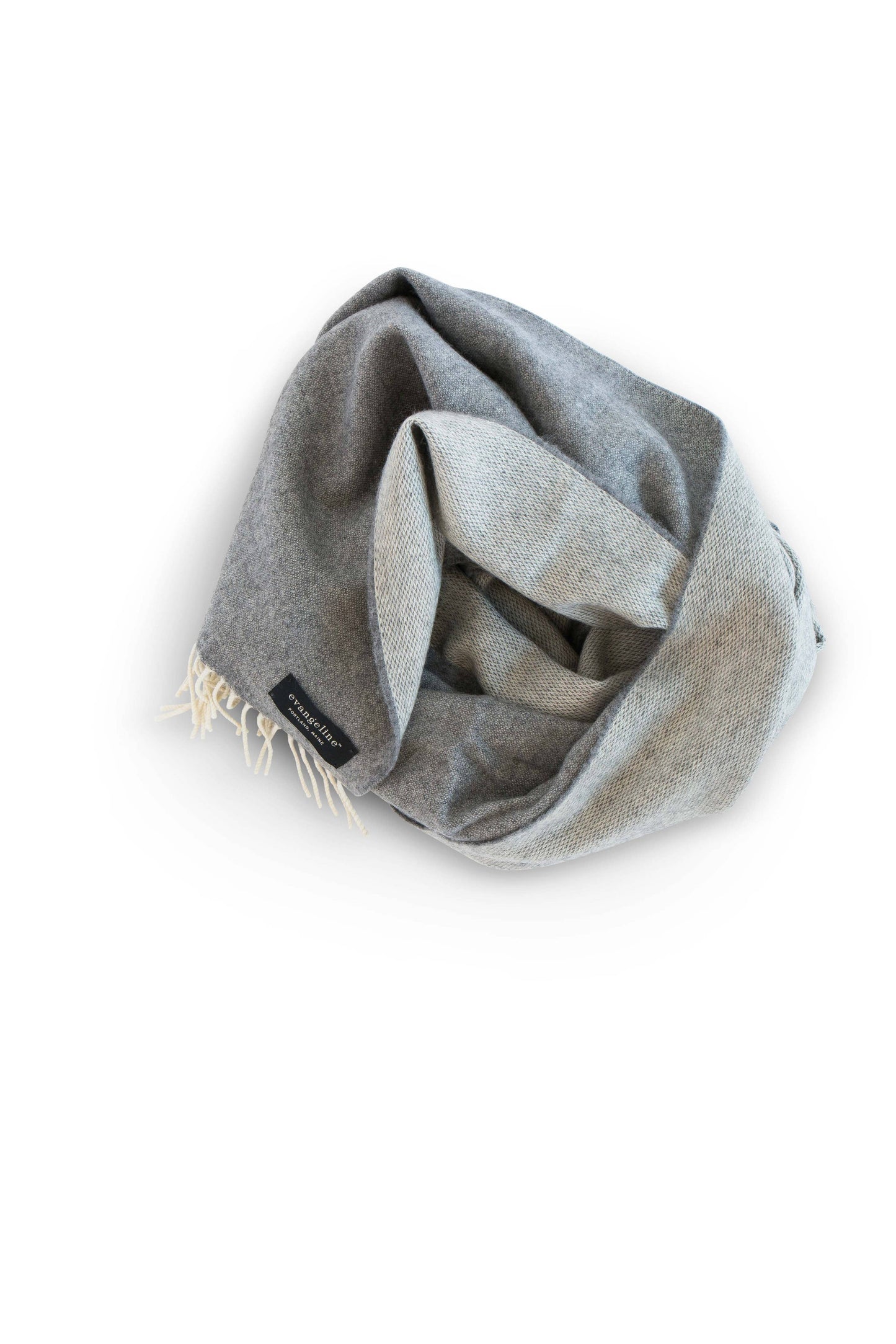 Evangeline Linens - Wearable Wraps: Thin Herringbone Graphite Cashmere