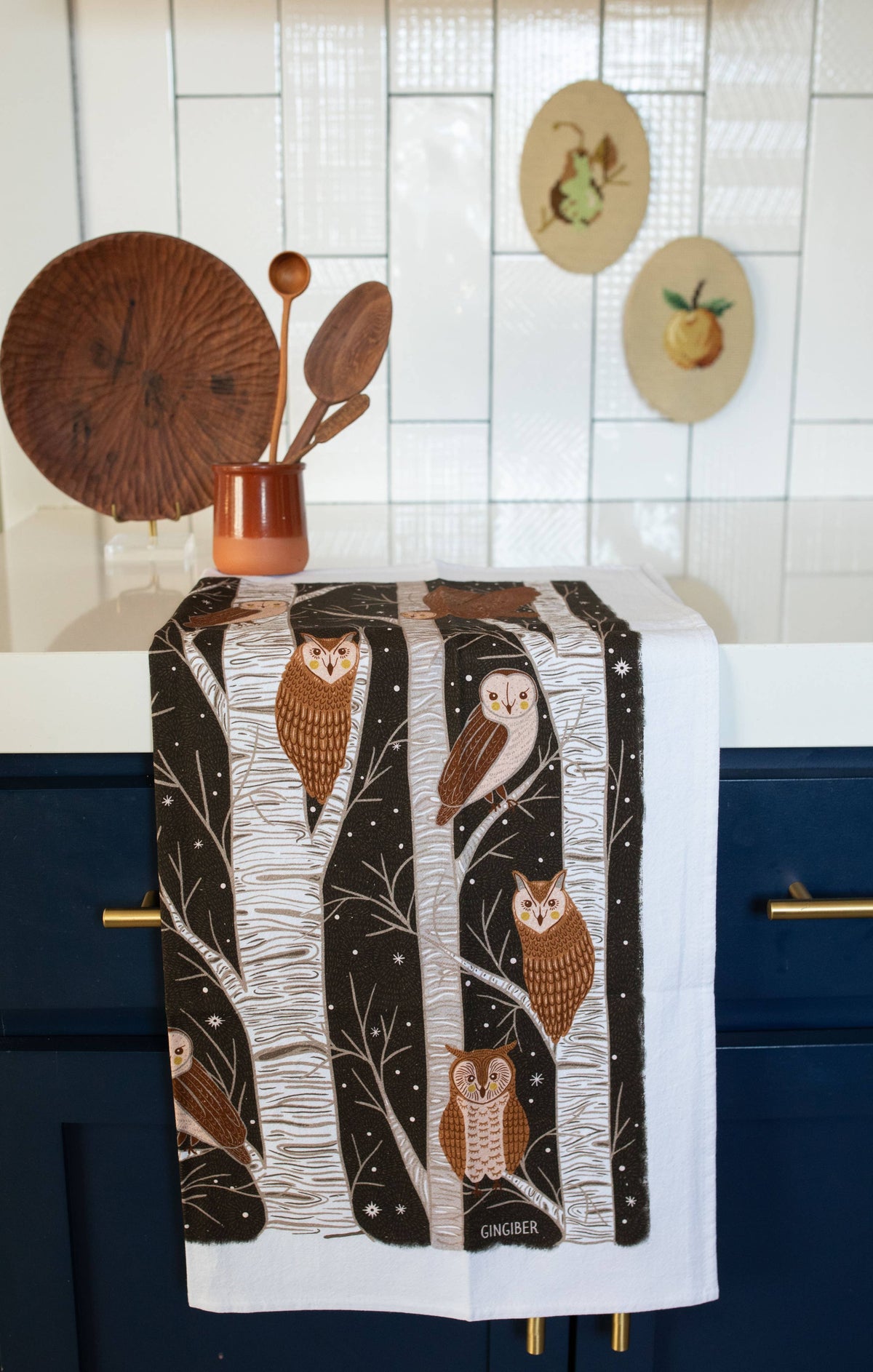 Owl & Woodland Tea Towel