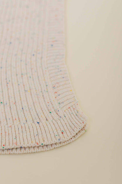 Sprinkle Organic Cotton Knit Ribbed Blanket - Oat