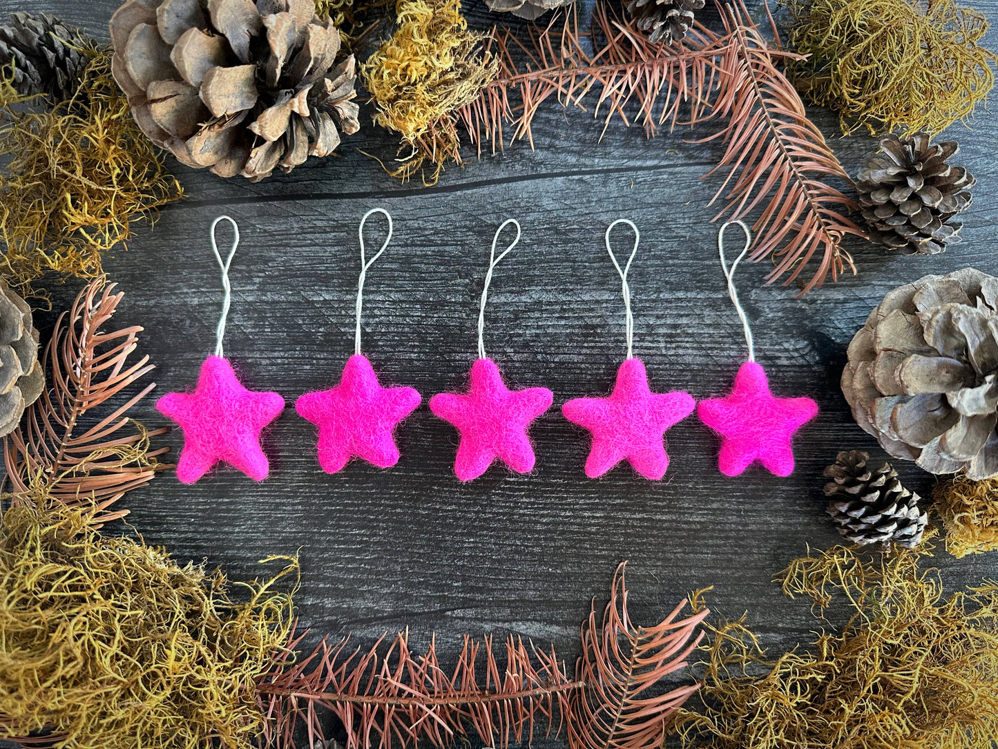 Felted Wool Star Ornament: Snowberry White