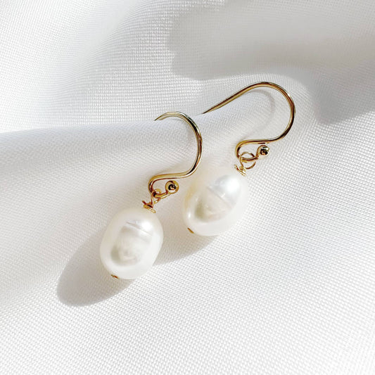 Freshwater Pearl Dangle Earrings Gold Filled