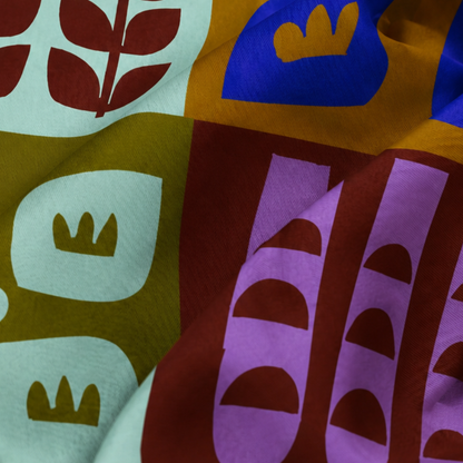 Voyager Silk - Silk Scarves - Botanical Colorblock | Women's Silk Scarf | Square Scarf