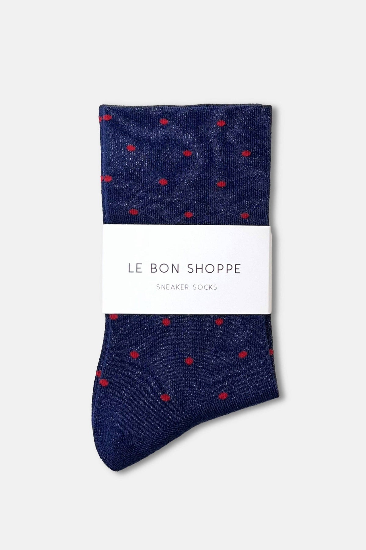 Le Bon Shoppe - Lurex Patterned Sneaker Socks (Wholesale): Polka Dot - Red/Pink