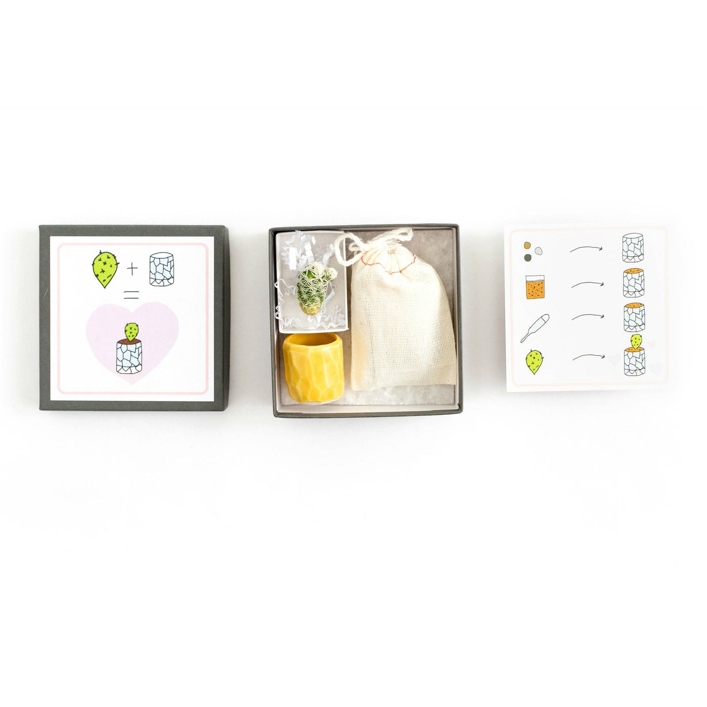 Mini Cactus Kit Yellow Ceramic Vase