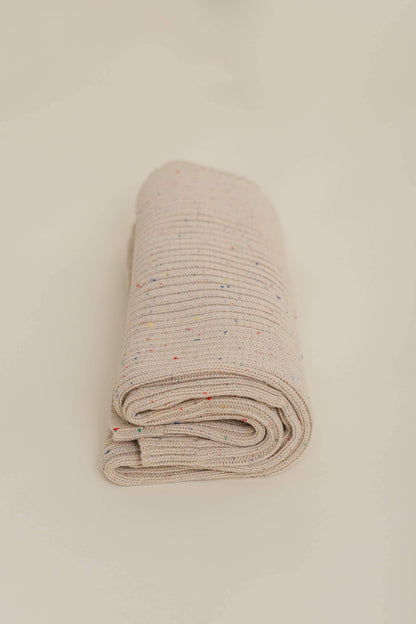 Sprinkle Organic Cotton Knit Ribbed Blanket - Hazelnut