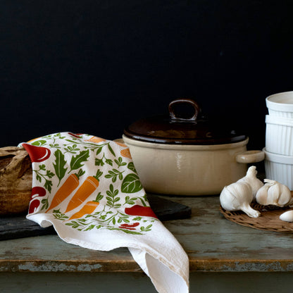 Orange Farmers Market Tea Towel