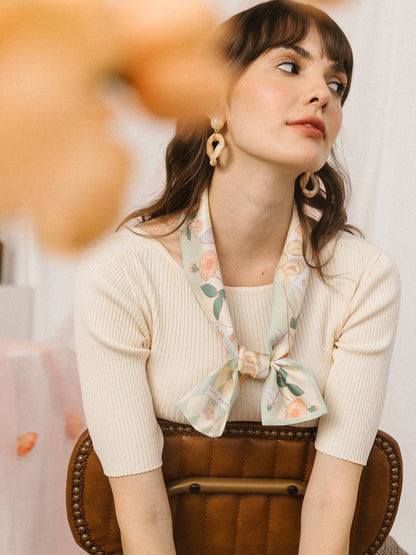 Wonderland Silk Scarf: Pastel Green