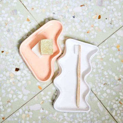 Triangle Wave Tray Peach Speckle