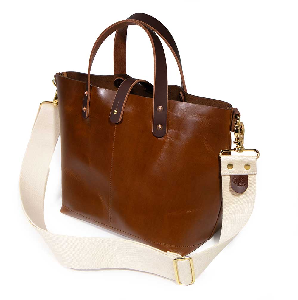 Leather All Day Mini Tote- Mahogany