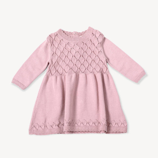 Milan Pointelle Knit Dress Mauve Pink / 3-6 Month