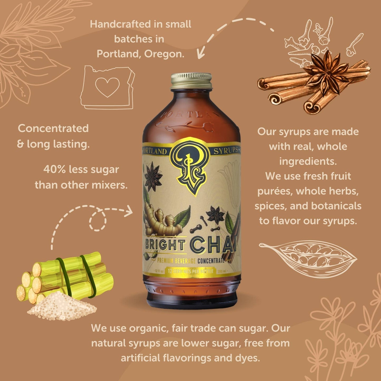Bright Chai Syrup 12oz - cocktail / mocktail / coffee drinks