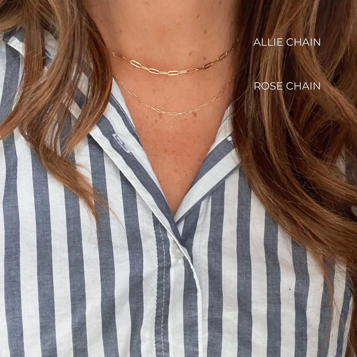Rose Dainty Paperclip Necklace Gold Filled: 18”