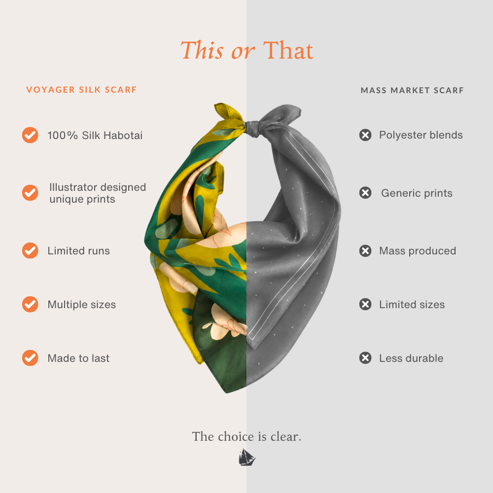 Voyager Silk - Silk Scarves - Onward Through the Darkness | Silk Scarf | Women's Bandana: 26" × 26"
