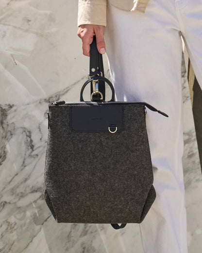 Bedford Merino Wool Midi Backpack in Charcoal