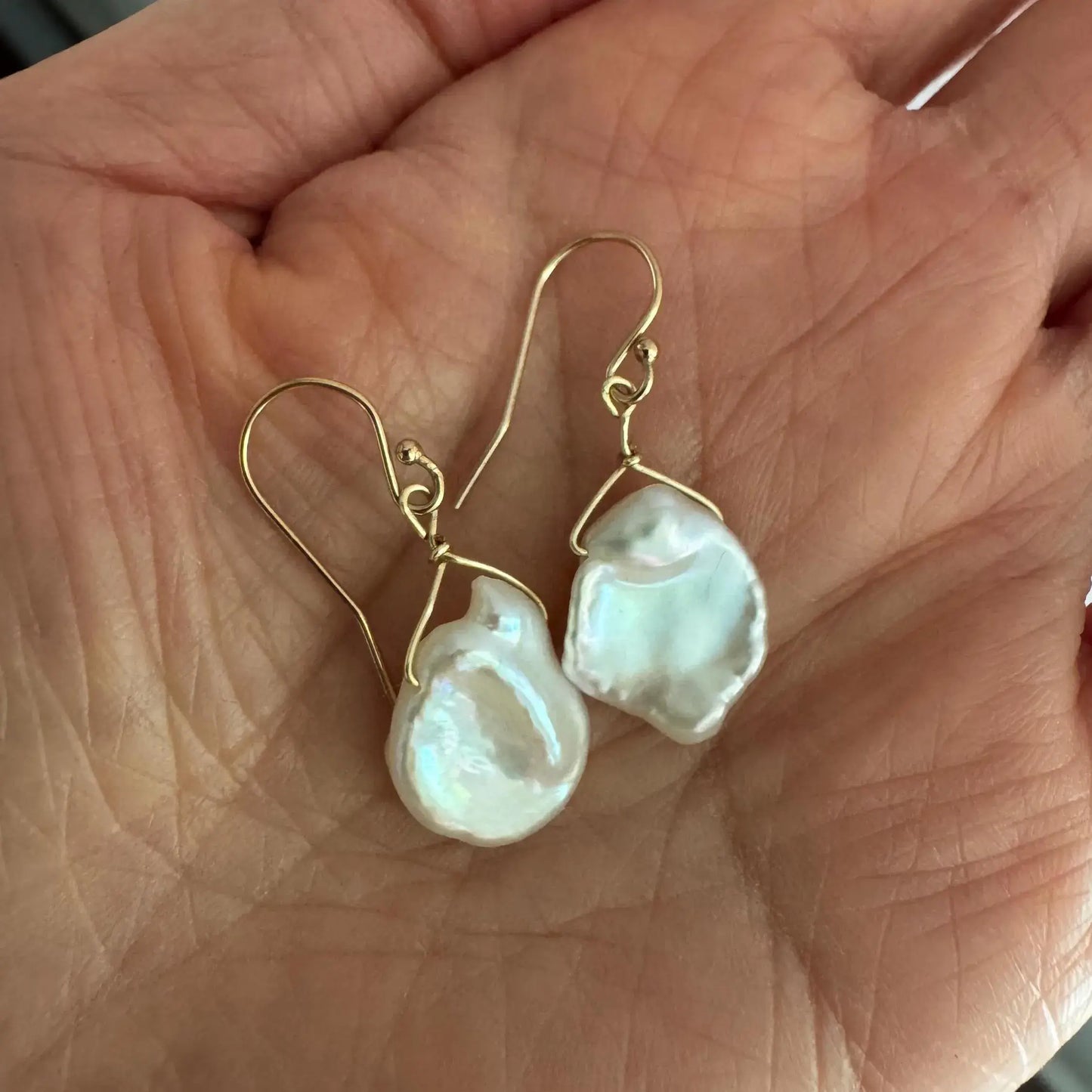 Keshi Pearl Earrings / 14k gold