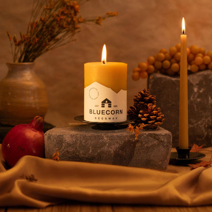 Bluecorn Candles - Beeswax Taper Candles - Dripless, Hand-Dipped, 14 Colors: Pistachio / 12"