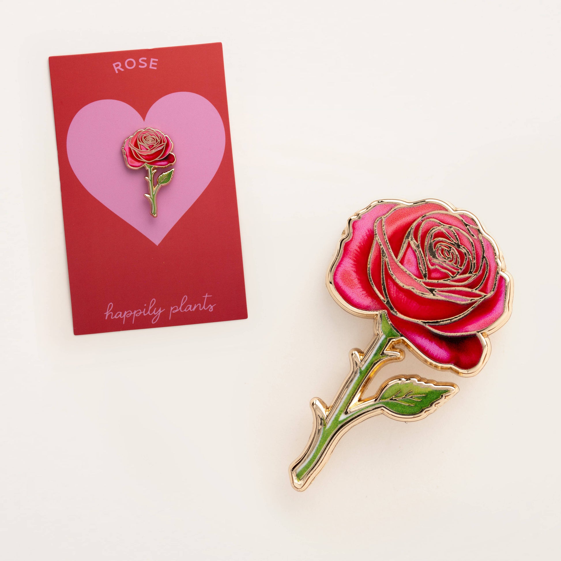 Red rose enamel pin by Happily Plants - shop cute gift ideas at Poppy & Hawk in Camas, WA