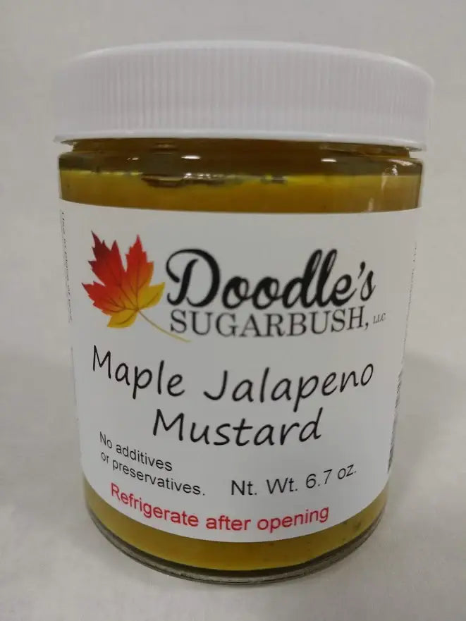 Doodle's Sugarbush, LLC - Pure Michigan Maple Syrup - Maple Jalapeno Mustard - 6.5oz glass jar